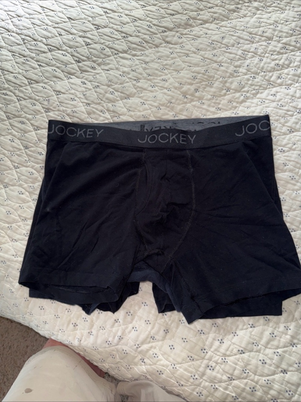 3 Pack Jockey Men's Cotton Blend Long Leg Boxer Briefs Black Size XL (40-42) New